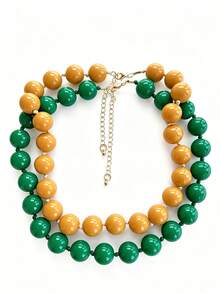 2/1 pieza Collar largo de cuentas ABS con nudo geométrico redondo estilo bohemio, joyería hecha a mano, adecuado como regalo para mujeres y uso diario, accesorio para mujer, perfecto para vacaciones en la playa, viajes diarios, accesorio de playa, accesorio de verano para mujer, joyería de verano, regalo de vuelta a la escuela, atuendo de otoño, invierno, conjunto de joyería para mujer, Navidad - Multicolor - Ver 27