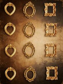 10/8/4/3/2/1pc European Vintage INS Gold Mini Photo Frame Props Nail Art Necklace Photography Jewelry Background Accessories Halloween/Christmas/Autumn Wall Decor - Multicolor - View 22