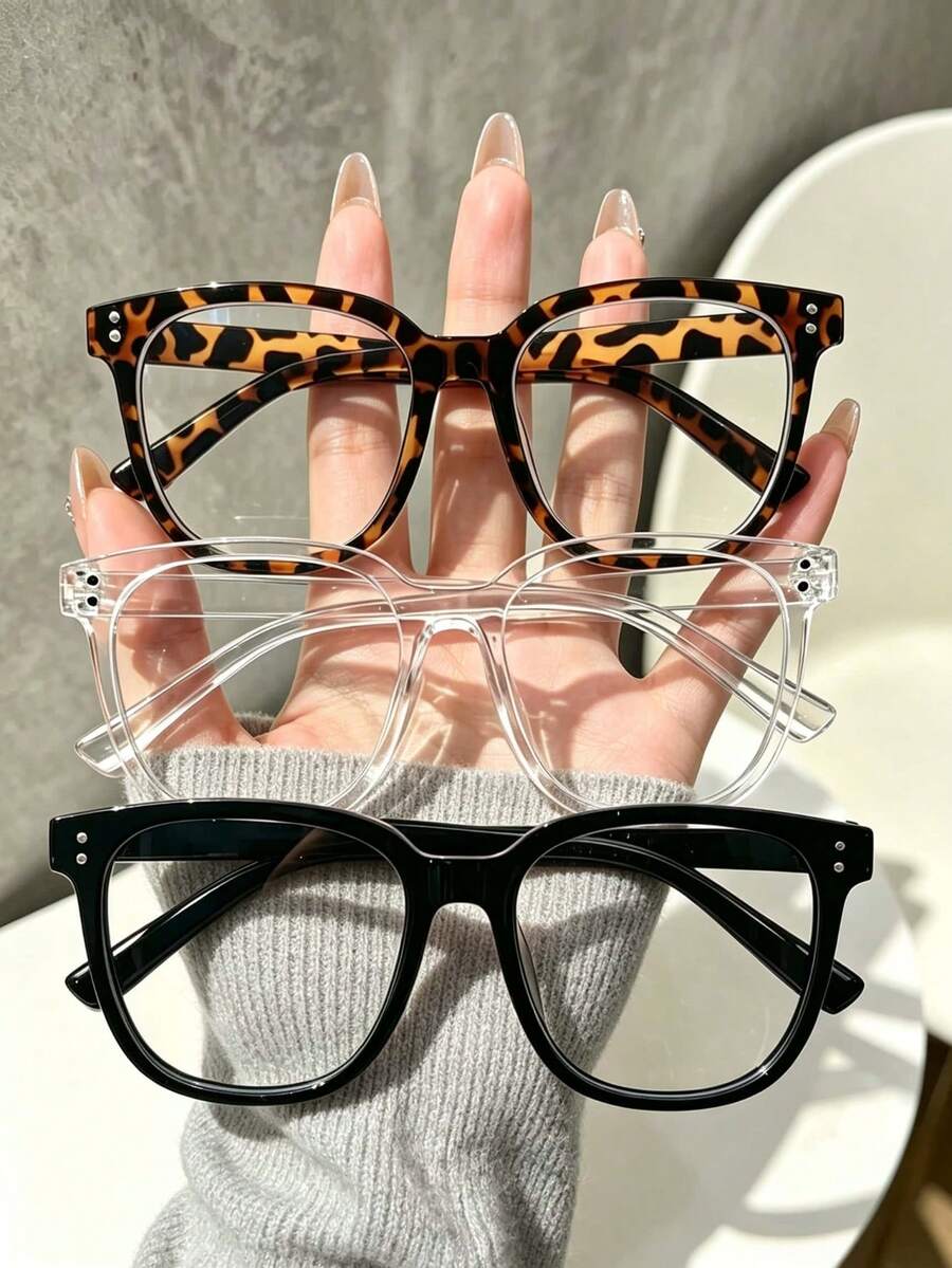 3 Pairs/1 Pair Square Frame Daily Wear Glasses, Suitable For Men And Women. Designed In Campus Style, These Glasses Can Flatter Your Face Shape.