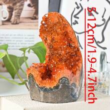 Batu Kristal Geode Oranye/Hijau/Amethyst Langka - Gugusan Batu Kuarsa - Ornamen Batu Kristal Mineral - Untuk Dekorasi Kantor dan Hadiah - Kristal Mineral - Jeruk - View 5