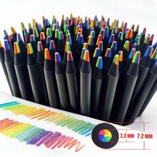 12/24pcs 4 IN 1 Rainbow Pencils, Multicolor Fun Drawing Pencils For Kids, Pre-Sharpened Wooden Sketching Supplies, Back To School Stationery Gifts - Multicolor - View 1