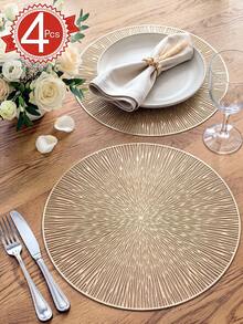 1-12pcs Gold PVC Round Firework Placemats, Minimalist Style Coffee Cup Coasters, Washable, Easy To Clean, Wipeable, Non-Slip, Heat Resistant, Suitable For Room Decor, Table Decor, Home Decor, Party Decor, Ideal For Holidays, Parties, Gatherings, Birthdays, Weddings, Gifts, Presents, Dinners, Outdoor, Picnics. - Gold - View 13