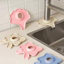 1pc-Faucet Drip Tray, Silicone Splash Guard, Kitchen Countertop Non-Slip Quick-Drying Mat, Sink Protector, Bathroom Laundry Room Universal, Cat/Bow/Shell Beige Optional, Non-Slip Quick-Drying Sink Protector, Tools & Home Improvement Kitchen & Bathroom, Kitchen Facilities, Kitchen Sink Accessories, Prevent Water Accumulation & Backflow, Faucet Base Not Soaked - Multicolor - View 5