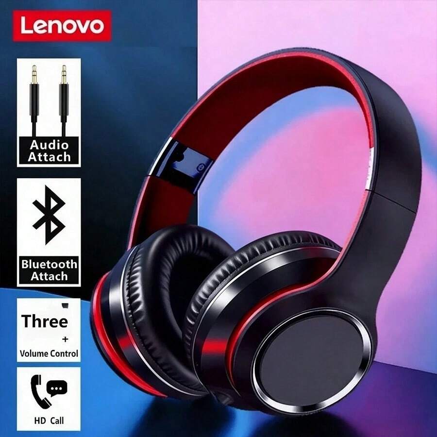 Lenovo HD200 藍牙耳罩式可折疊無線電腦耳機 降噪 HIFI 立體聲電競耳機 - 黑 - 查看 1