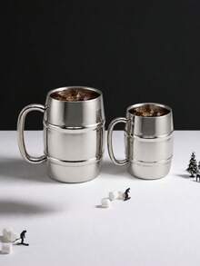 1pc Double-Wall Stainless Steel Beer Mug, Mirror Polished Metal Cup With Raised Ridges, Large Handle And Stable Base, Shatterproof Drinkware, Suitable For Beer, Coffee, Tea, Milk, Home Bar, Saudi National Day, Halloween And Christmas Gift - Multicolor - View 11