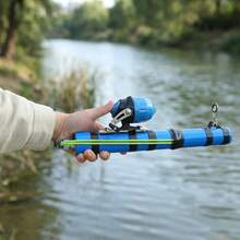 KecchKrezing Compact Casting Lure Fishing Rod Set - Anti-Tangle Closed Reel Performance, Perfect For Freshwater Fish Outdoor Trips - Blue - View 6