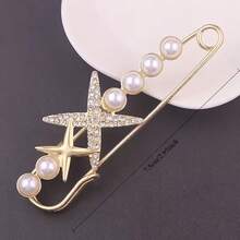 1Pc/2/3/5/7Pcs Shiny Butterfly Rhinestone Faux Pearl Minimalist Brooch Pin, Cardigan Headscarf Scarf Decoration, Women's Suit Accessory, Random Style - Multicolor - View 10
