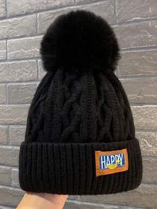1PC Unisex Winter Youth Warm Thickened Knitted Knitted Hat With Thermal Lining, Women's Beanie, Cold-Proof Skull Cap - A - View 1