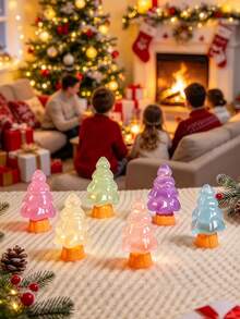 10/20pcs Mini Glowing Christmas Tree Ornaments, Colorful Miniature Christmas Decorations, Suitable For Micro Landscape, Party Tabletop DIY Decor - Multicolor - View 6