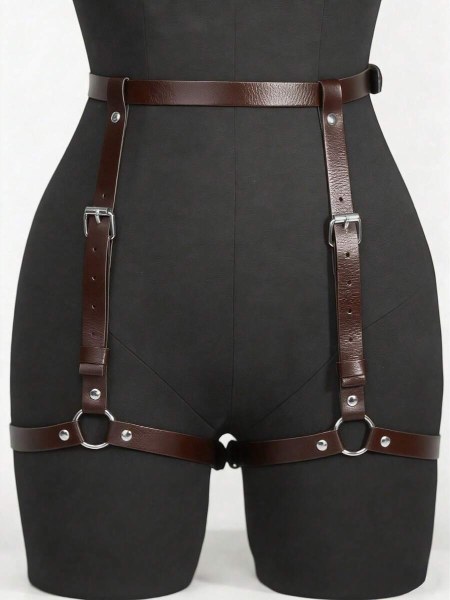 1pc Women's Coffee Color Gothic Style Thigh Garter, Dark Accessory, Suitable For Club, Dancing And Party Outfits - Brown - View 1
