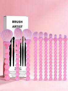 YZIMENG 10pcs Crystal Handle Makeup Brush Set, Soft Synthetic Bristles Powder Blush Eyeshadow Brushes, Soft And Delicate Bristles, Skin-Friendly And Non-Irritating, Moderate Powder Pickup, Natural Blending, Suitable For Makeup Beginners, Highly Attractive INS Style, Professional Full Face And Eye Makeup Tools With Gift Box - Multicolor - View 6