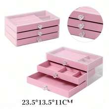 1pc Luxury Crystal Handle Jewelry Storage Box, Transparent Acrylic Jewelry Cabinet With Velvet Drawer - Multicolor - View 9