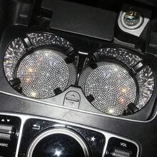 2入閃亮水鑽矽膠汽車杯架杯墊，防滑耐熱防水鑽石車用內置墊，車內配件 - A - 查看 3