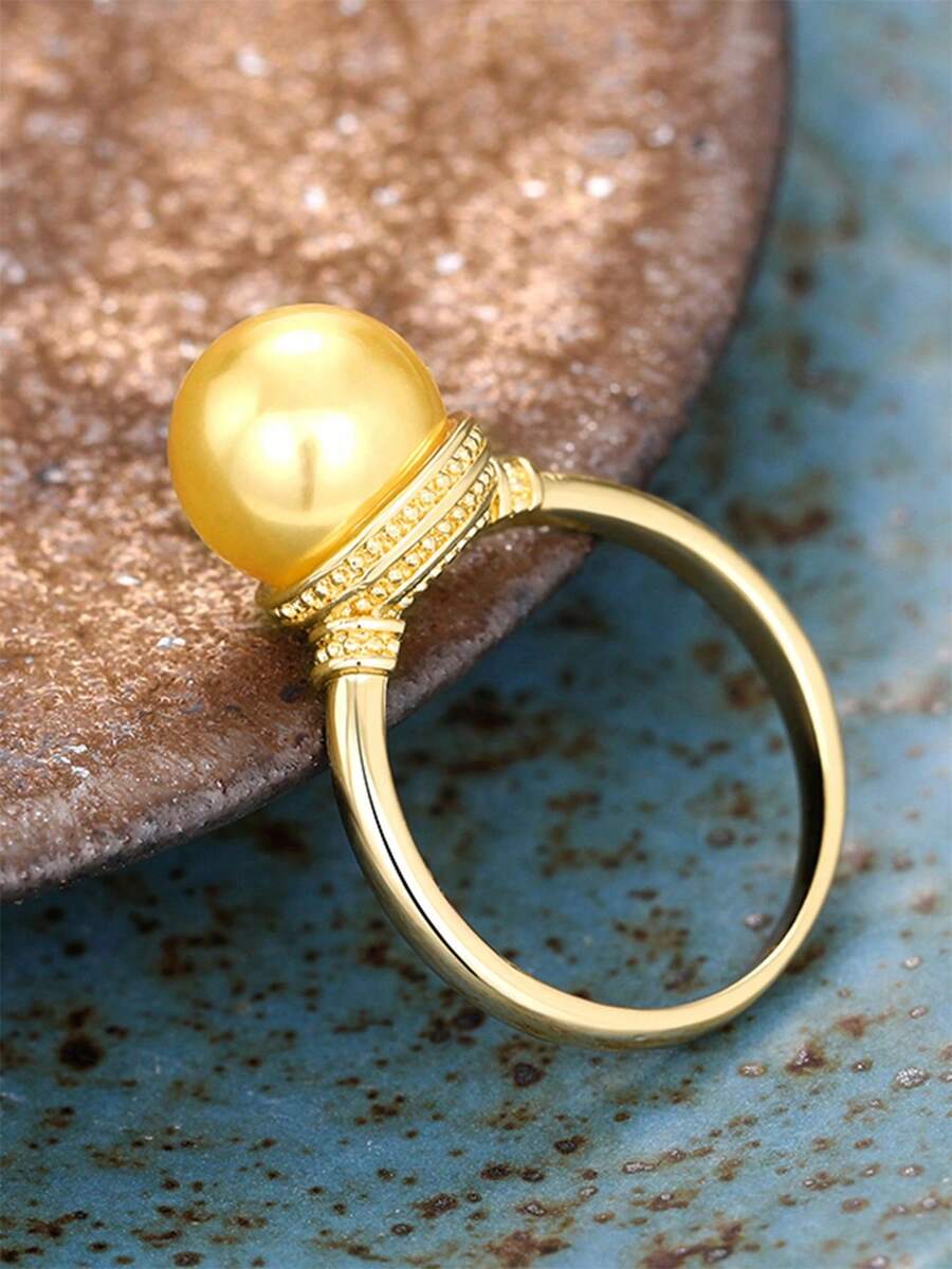 1pc Classic Women's Ring, Wedding Engagement Party Jewelry, Valentine's Day Gift - Yellow Gold - View 1