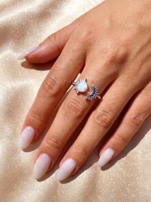 1pc Sun & Moon Glowing Ring, Multiple Sizes Available, Suitable For Women, Ideal Date Gift Or Exquisite Jewelry - Silver - View 4