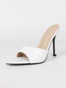 Women's White Pointed Toe Open Toe Casual Fashion Daily Commute Elegant Slip-On Stiletto High Heels - White - View 2