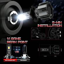 A Pair LED H1 H4 H7 120W 20000LM LED Headlight Kit 9005 HB3 9006 HB4 Driving High/Low Light Lamp Globes Turbo Fog Lamp - A Pair - View 5