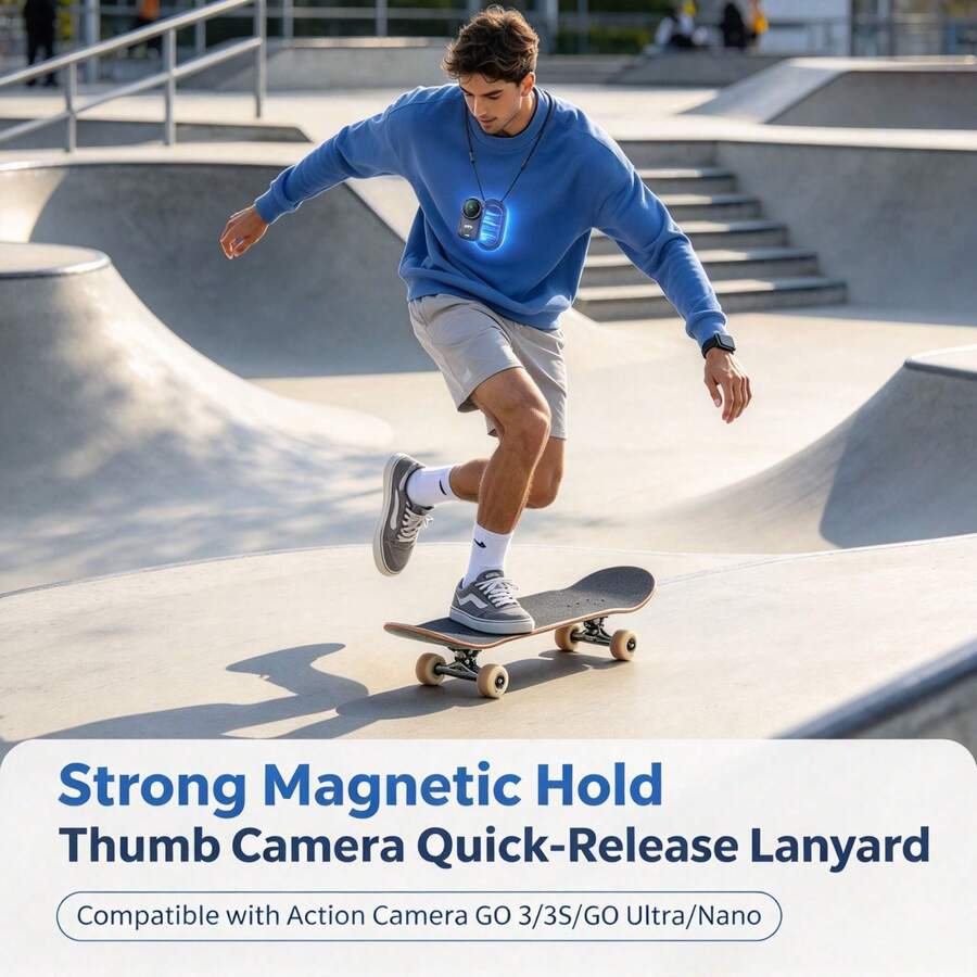 1pc Magnetic Quick Release Lanyard For Action Camera, Chest Wear Neck Strap Holder Compatible With Insta360 GO 3/3S/GO Ultra/Nano Thumb Camera - View 1
