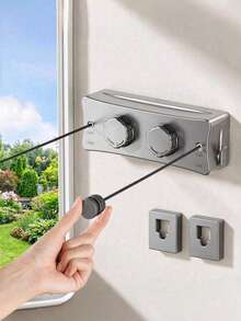 1 Retractable Invisible Indoor/Balcony Steel Wire Clothesline, Bathroom Retractable Clothesline, Spring, Minimalism, Summer Tops - Multicolor - View 1