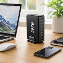 Klack 297W 8-In-1 GaN Charging Station, 4 USB-C And 4 USB-A - EU F Type Plug(220-240V) - View 2