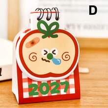 4pcs 2027 Apple Bean Shaped Desk Calendar, Cute Cartoon Mini Desktop Calendar, Student New Year Gift Ornament - Multicolor - View 8
