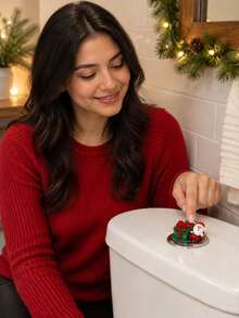 Christmas Toilet Flush Button Cover, Decorative Push Button Topper For Bathroom Holiday Home Decor, Santa Tree Gingerbread Styles, Gift For Christmas Lovers - Multiple Styles - View 5