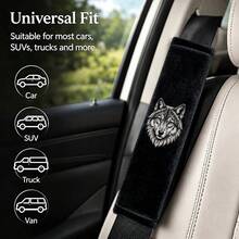 2pcs Crystal Velvet Car Seat Belt Shoulder Pads, Wolf Head Pattern Seat Belt Covers, Soft Shoulder Strap Protectors, Cool Animal Style Car Interior Decor - Crystal Velvet Shoulder Protector - View 8
