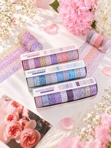 10 Rolls/Box Of Brightly Colored Floral Washi Tape,6 Colors With Small Flower Patterns.For Stationery, DIY Crafts, Scrapbooking, Gift Box Decoration. - Multicolor - View 5