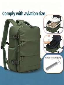 Travel Backpack With Vacuum Compression (With Pump) Portable Combination Laptop Bag Medium Classic Edition Travel Backpack Laptop Backpack Travel Backpack Vacuum Compression Casual Backpack Unisex Short Trip Business Trip Luggage Bag Portable Bag - Multicolor - View 11