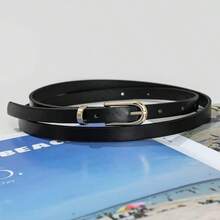 1pc Thin Waist Belt Women's Belt & Pants Belt - Black - View 3