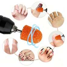 5pcs Orange Fabric Nail Grinding Set 80/120/180 Grit Electric Nail File Buffing Caps For Manicure And Pedicure Nail Care Polishing Tools - Multicolor - View 4