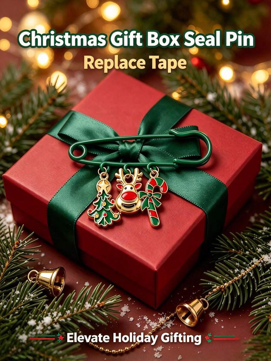 Christmas Reindeer & Christmas Tree Brooch, Candy Cane Safety Pin, Suitable For Sweater Collar, Gift Box Decoration, Holiday Party Outfit & Holiday Accessories