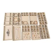 Jewelry Organizer Trays Beige Flannelette 10 Pack Removable Divider Drawer Insert For Ring Earring Necklace Watch Storage Display - Beige - View 5