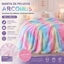 Multicolor Long Pile Blanket For Bed And Sofa, Soft And Fluffy 160x220 Cm Throw, Reversible Bedspread With Warm And Cozy Design For Your Home - Multicolor - View 3