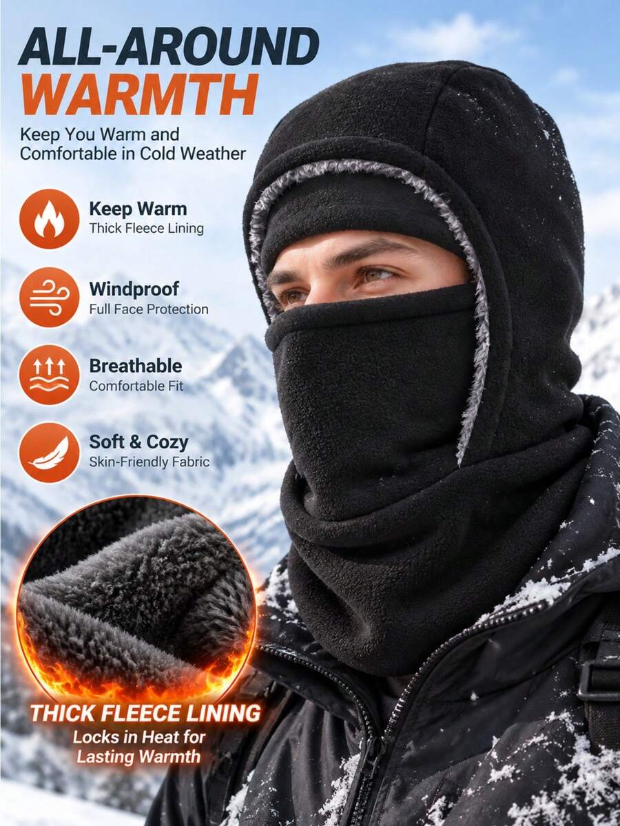 1pc Unisex Autumn/Winter Multi-Functional Printed Balaclava, Warm Headwear, Suitable For Daily Outdoor Cycling Wear - A - View 1