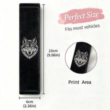 2pcs Crystal Velvet Car Seat Belt Shoulder Pads, Wolf Head Pattern Seat Belt Covers, Soft Shoulder Strap Protectors, Cool Animal Style Car Interior Decor - Crystal Velvet Shoulder Protector - View 6