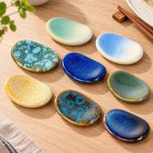 Pebble Shaped Kiln Change Glaze Ceramic Chopstick Rest, Multicolor Stone Look Utensil Holder, Tabletop Decor Spoon Fork Rest For Home Kitchen Dining Table Decoration - Multicolor - View 23