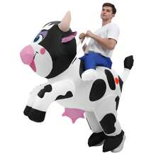 Inflatable Ox Costume Adult, Cow Inflatable Costume Women/Men For Funny Party, Blow Up Costumes, Bullfighting Dress For Festive Personality Dress Up - Black and White - View 2