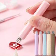 1pc Colorful Nail Art Petal Floral Pattern Dotting Pen, Multi-Size Brush Head, Multi-Function Nail Decoration Dotting Tool For Rhinestone Bead DIY Nail Gem Creative Tool - Multicolor - View 2