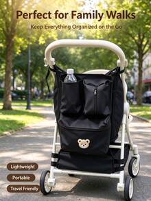 Multifunctional Portable Stroller Hanging Bag Wear Resistant Large Capacity Multi Compartment Storage Organizer For Baby Travel Essentials 1PC - Multicolor - View 3
