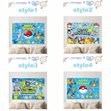 bandai Theme Birthday Party Banner, Birthday Background Banner, Multiple Classic Characters Available, Clear And Detailed Pattern, Can Be Hung Or Laid Flat. Perfect Decoration For Halloween, Christmas, Holidays And Birthday Parties. - Multicolor - View 4