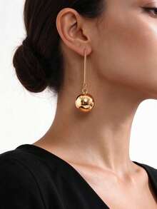 1 Pair Fashion Minimalist Long Gold Ball Drop Earrings For Women, Daily Commute, Dating, Vacation, Socializing, Gift Jewelry - Yellow Gold - View 2