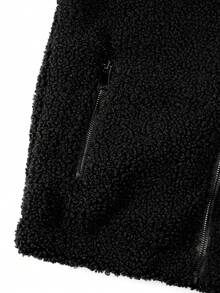 Girls' & Teens' Fashion Casual Versatile Autumn/Winter All-Match Lamb Fleece Jacket - Black - View 8