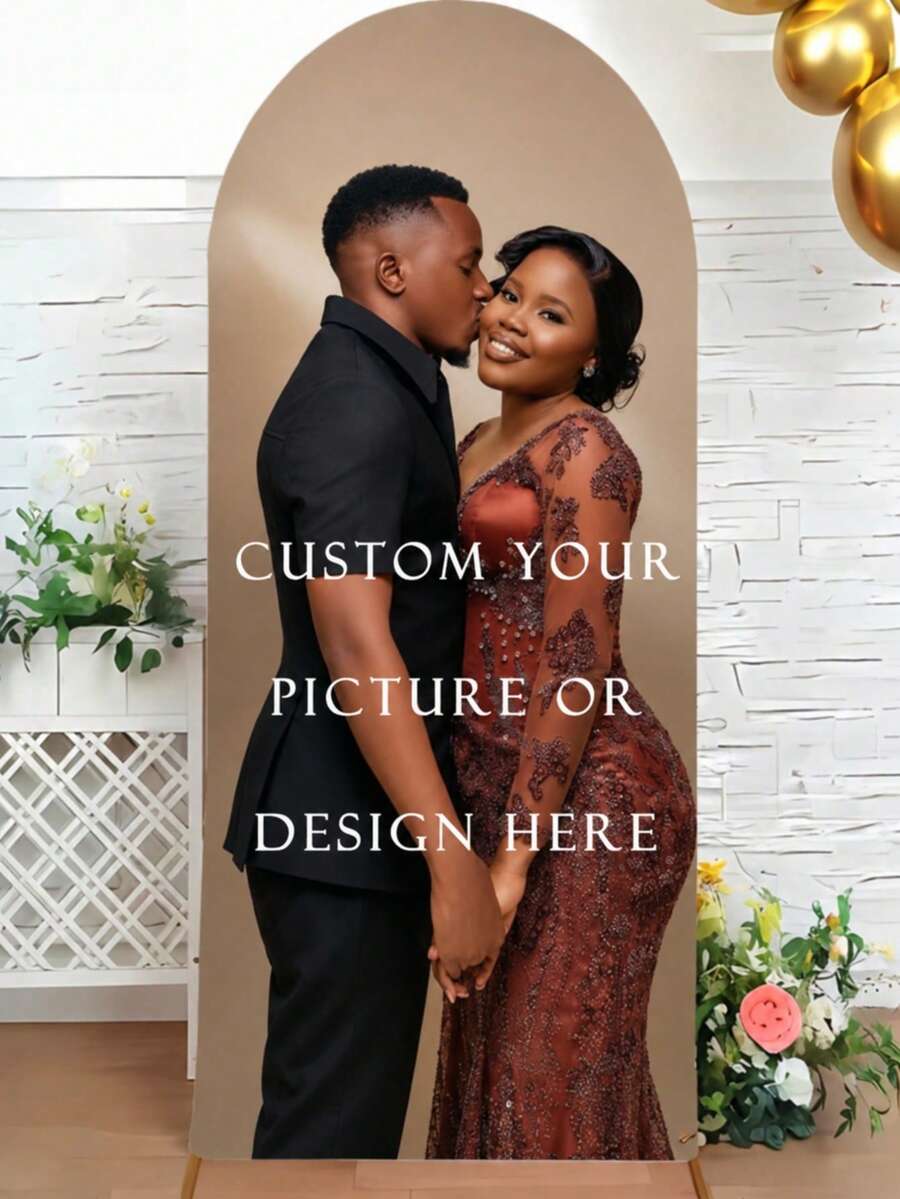 Customizable Text & Pattern Arch Decor - Suitable For Weddings, Birthday Parties, Etc. - Durable Stretchable Polyester Fabric - Multi-Size Arch Frame For Indoor & Outdoor Use - Easy Installation, No Power Required - Multicolor - View 1