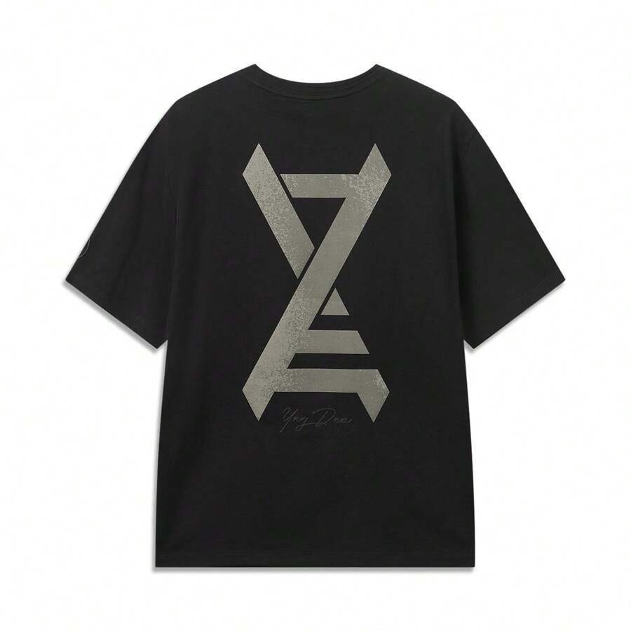 LI‑NING WADE Series Men's Short‑Sleeve Graphic T‑Shirt Casual Crew Neck Cultural Tee AHSW967 - Black - View 1