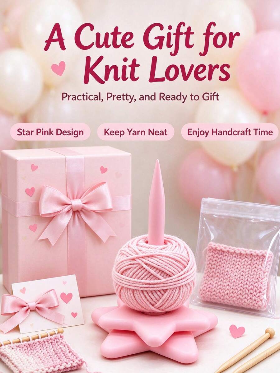 Yarn Winder Tool, Star-Shaped Rotating Yarn Winder Cute Personalized Thick Yarn Storage Tool Yarn Spool,Star Pink Rotating Yarn Winder Upgrade Edition Yarn Storage Winding Shaft Thickened - Multicolor - View 1