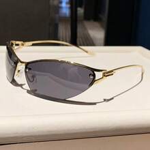 1pc Y2K Rimless Cut-Edge Silver Cat Eye Women's Fashion Glasses Summer Vacation Travel Beach Accessory Street Style Glasses - Mercury - View 12