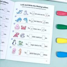 Children's English Vocabulary Spelling Practice Workbook, Complete Word First Letter From Pictures, Colorful Illustrations With English Phrases, Suitable For English Enlightenment, Home Learning And Classroom Practice, Back To School Learning Supplies Student Holiday Gift - Multicolor - View 7