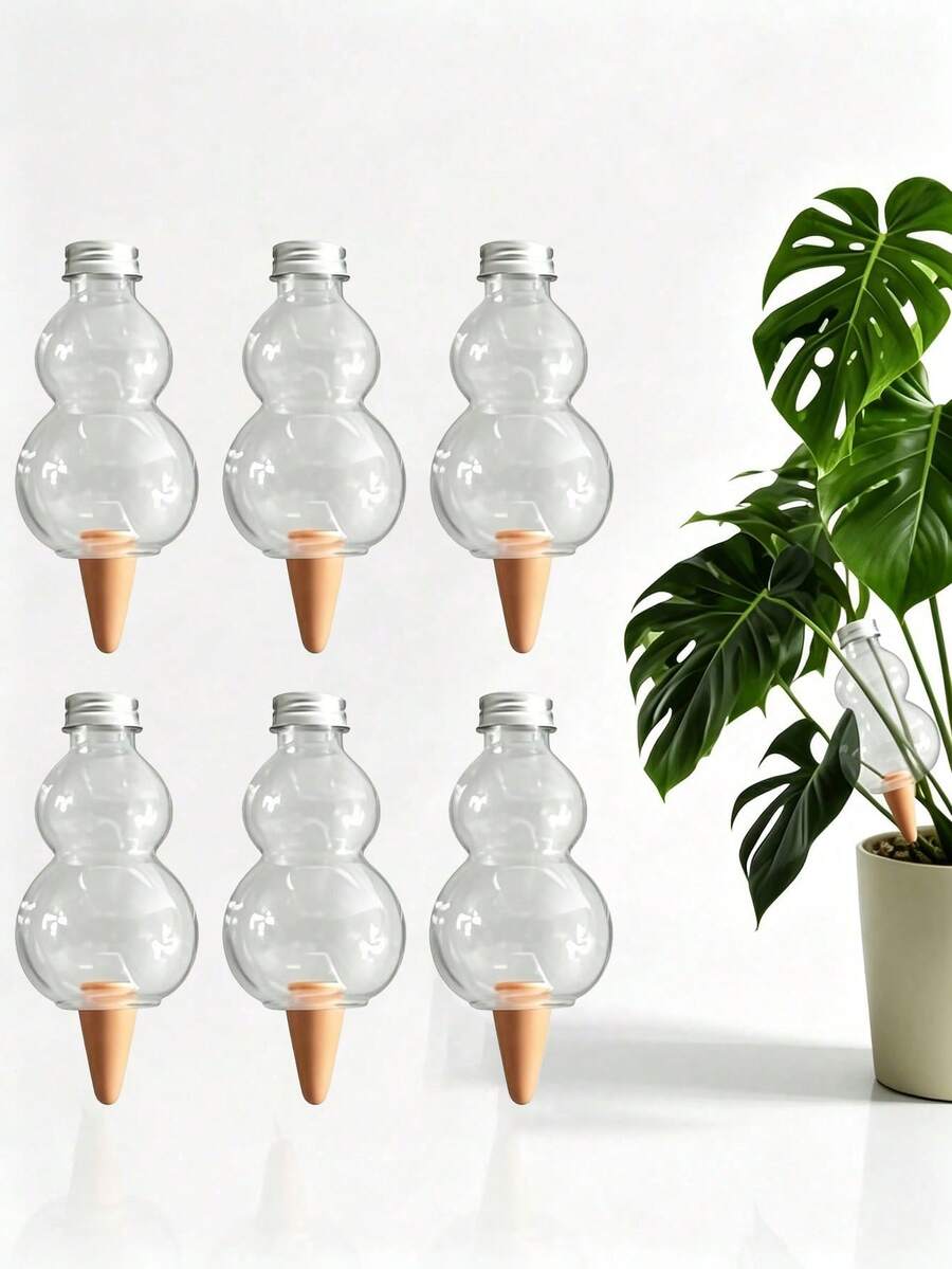 新款大容量自動澆水裝置，透明自吸水球附黏土尖頭，適用盆栽植物的緩釋滴灌插頭，居家園藝免手動澆水工具