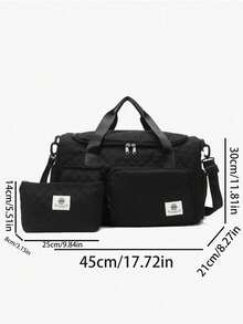 Weekender Duffle Bag + 2Pcs Luggage Set + Separate Shoe Compartment + Travel Camping Sports + Rhombus Quilted Lightweight Tote Handbag - Multicolor - View 7